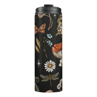 Vintage woodland nature seamless pattern. Amanita Thermal Tumbler