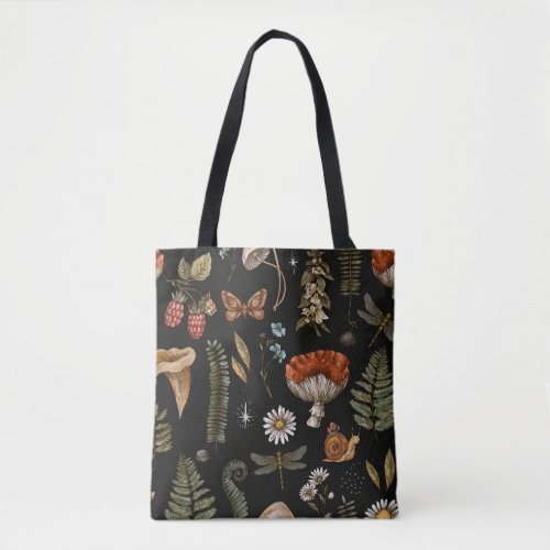 Vintage woodland nature seamless pattern Amanita  Tote Bag