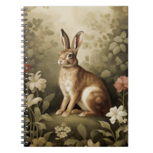 Vintage Woodland Rabbit in a Floral Forest Notebook