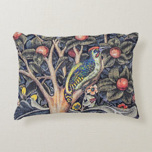 Vintage Woodpecker Floral Tapestry William Morris Accent Pillow