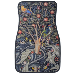 Vintage Woodpecker Floral Tapestry William Morris Car Floor Mat