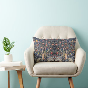 Vintage Woodpecker Tapestry Floral William Morris Lumbar Pillow