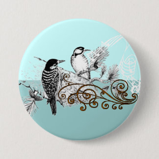 Vintage Woodpecker Wedding Love Birds Pinback Button