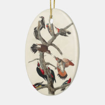 Vintage Woodpeckers Birds Classic Illustrations Ceramic Ornament
