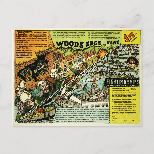 Vintage Woods Edge Game Ad Postcard (Front)