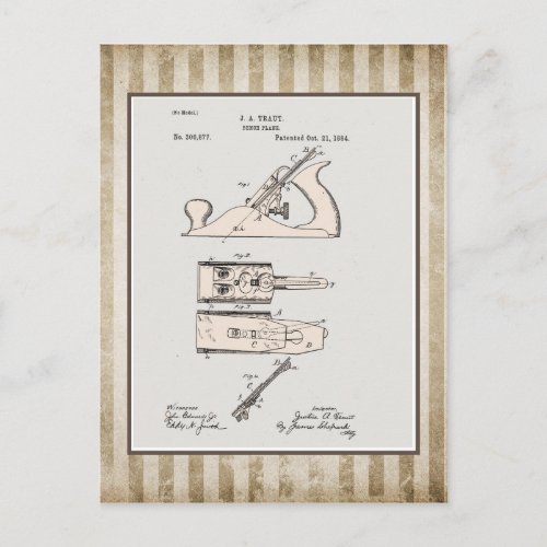 Vintage Woodworking Plane Patent Postcard