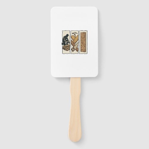 Vintage Woodworking Tools Engraving T-Shirt Design Hand Fan
