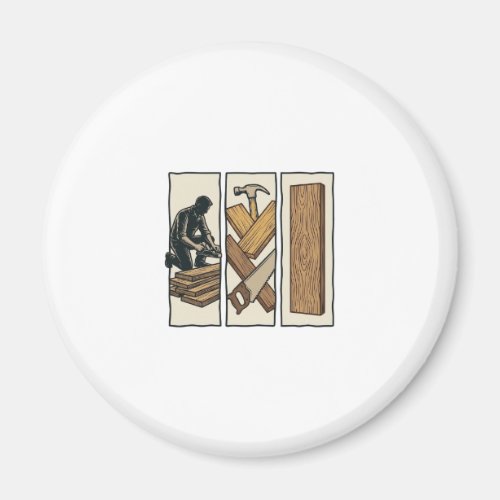 Vintage Woodworking Tools Engraving T-Shirt Design Magnet