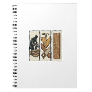 Vintage Woodworking Tools Engraving T-Shirt Design Notebook
