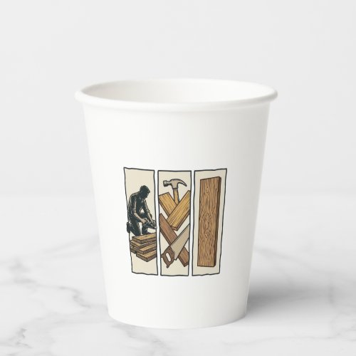 Vintage Woodworking Tools Engraving T-Shirt Design Paper Cups