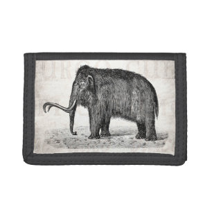 Vintage Woolly Mammoth Illustration Wooly Mammoths Tri-fold Wallet