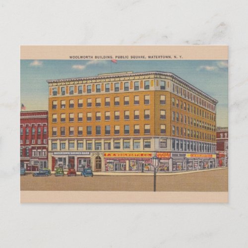 Vintage Woolworth Building Watertown NY Postcard