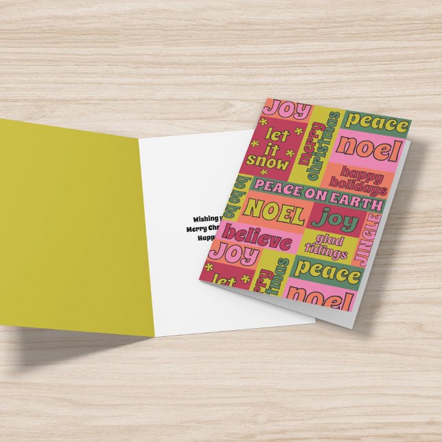 Vintage Word Collage 1970s Style Holiday Card (Creator Uploaded)