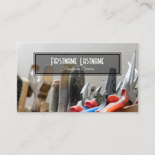 Vintage work bench rustic tools handyman services business card
