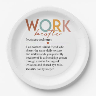 Vintage Work Bestie Definition Teachers Nurses Bos Paper Plates