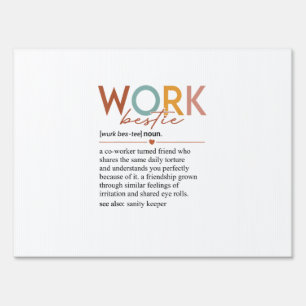Vintage Work Bestie Definition Teachers Nurses Bos Sign