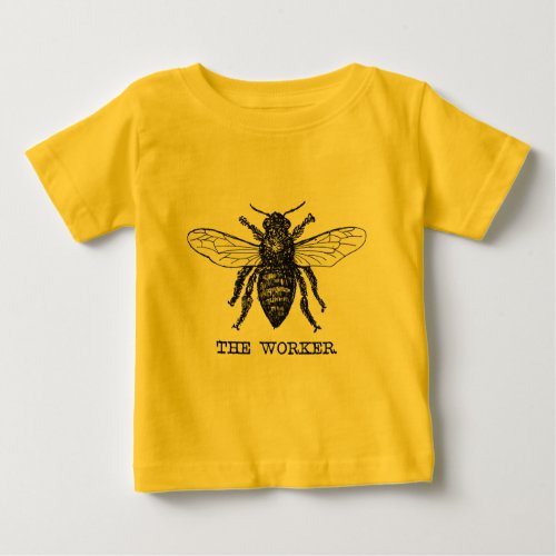 Vintage Worker Bee Illustration Art Baby T_Shirt