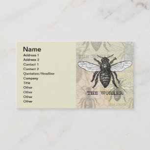 Vintage Worker Bee Illustration Art Business Card