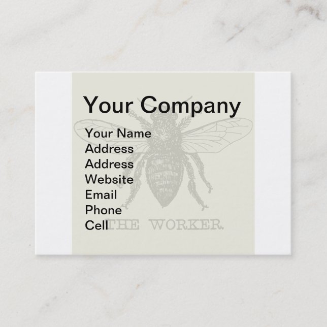 Vintage Worker Bee Illustration Art Business Card (Front)