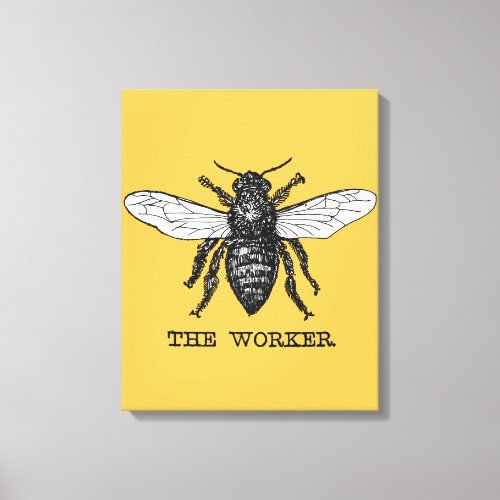 Vintage Worker Bee Illustration Art Canvas Print