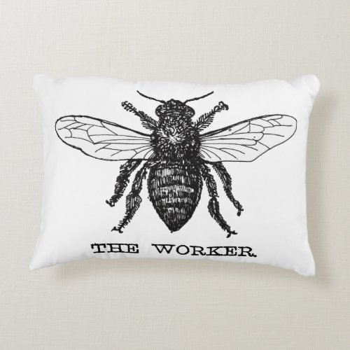 Vintage Worker Bee Illustration Art Decorative Pillow