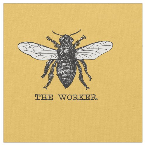 Vintage Worker Bee Illustration Art Fabric