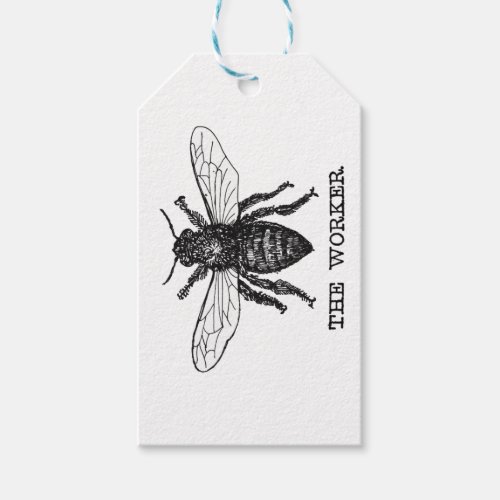 Vintage Worker Bee Illustration Art Gift Tags