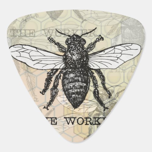 Vintage Worker Bee Illustration Art Guitar Pick