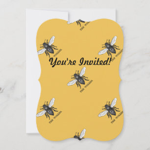 Vintage Worker Bee Illustration Art Invitation