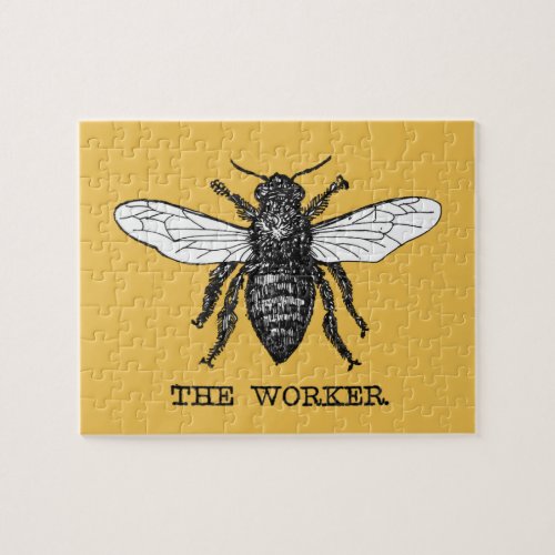 Vintage Worker Bee Illustration Art Jigsaw Puzzle