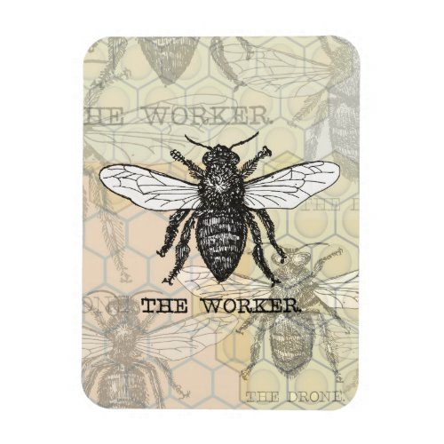 Vintage Worker Bee Illustration Art Magnet