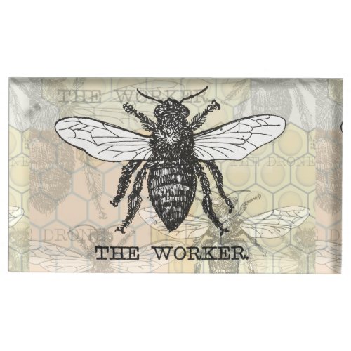 Vintage Worker Bee Illustration Art Place Card Holder