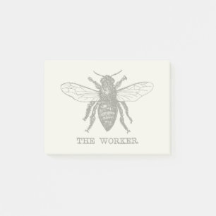 Vintage Worker Bee Illustration Art Post-it Notes