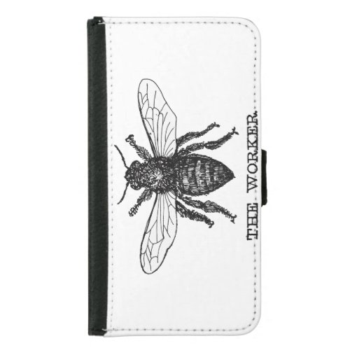 Vintage Worker Bee Illustration Art Wallet Phone Case For Samsung Galaxy S5