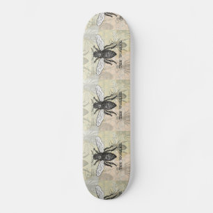 Vintage Worker Bee Illustration Art Skateboard Deck