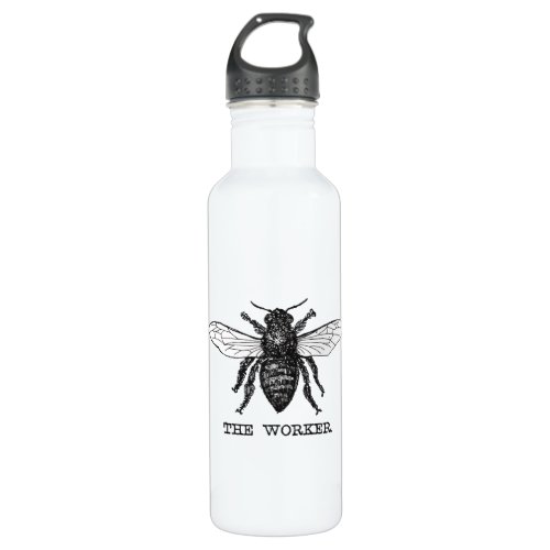 Vintage Worker Bee Illustration Art Stainless Steel Water Bottle