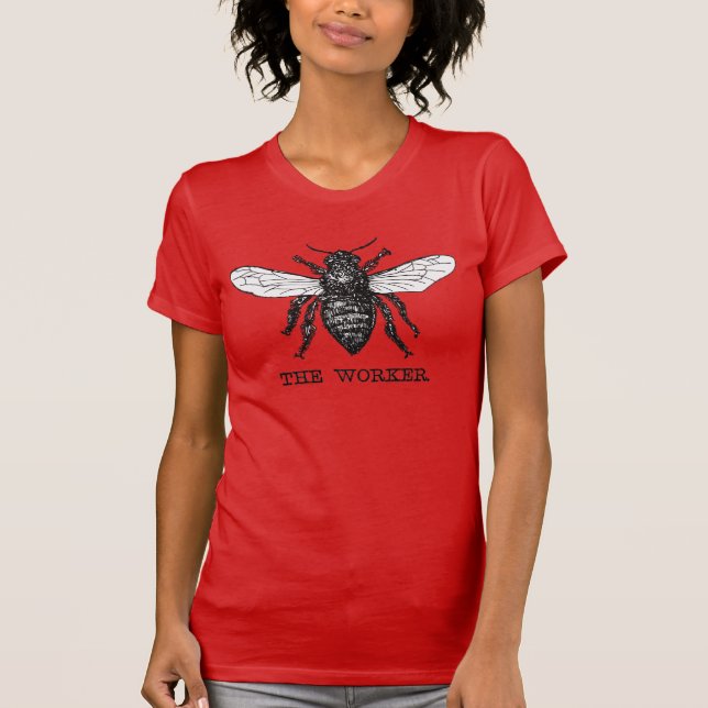 Vintage Worker Bee Illustration Art T-Shirt (Front)