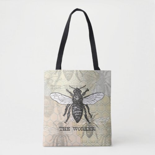 Vintage Worker Bee Illustration Art Tote Bag
