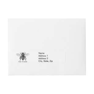 Vintage Worker Bee Illustration Art Wrap Around Address Label
