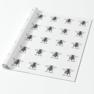 Vintage Worker Bee Illustration Art Wrapping Paper
