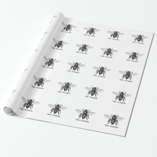 Vintage Worker Bee Illustration Art Wrapping Paper