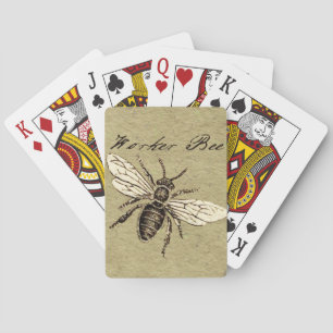 Vintage Worker Bee Insect Illustration Antique Poker Cards