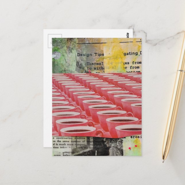 Vintage Working Men and Coffee collage Postcard (Front/Back In Situ)