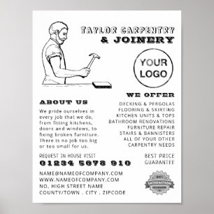 Vintage Workman, Carpentry, Carpenter Advertising Poster