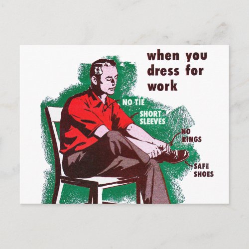 Vintage Workplace Safety How You Dress Postcard