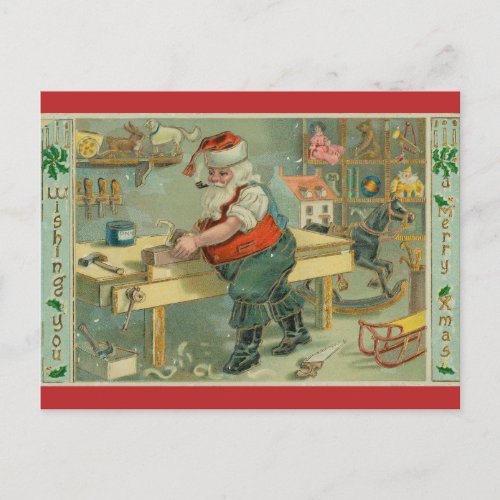 Vintage Workshop Santa Postcard