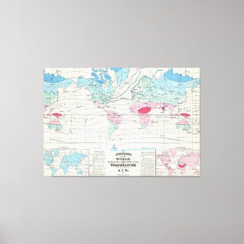 Vintage World Climate Map 1870 Canvas Print