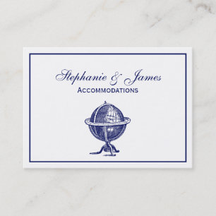 Vintage World Globe Lithograph Drawing Navy Business Card