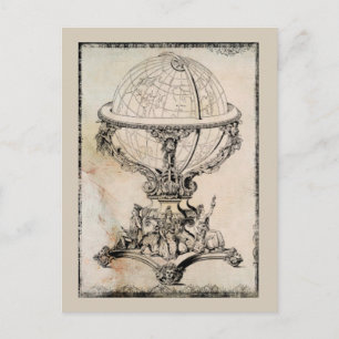 Vintage World Globe Map Print Postcard