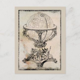 Vintage World Globe Map Print Postcard